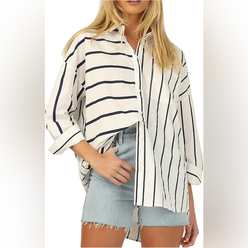 Striped Button Down Collared Shirt